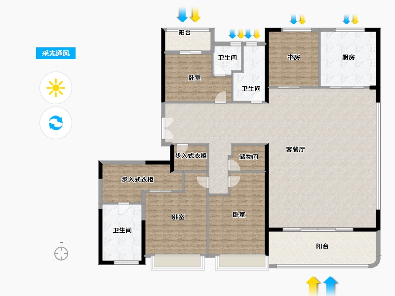 浙江省-温州市-天樾玺-220.11-户型库-采光通风