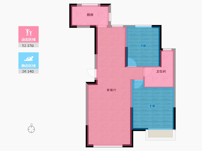 吉林省-通化市-中惠·都市绿洲-70.32-户型库-动静分区