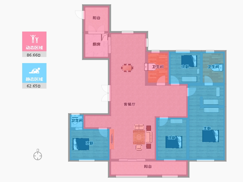 河北省-石家庄市-锐拓·长安颐园-132.30-户型库-动静分区