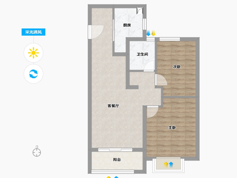 浙江省-杭州市-澳海百合云泽赋-64.00-户型库-采光通风