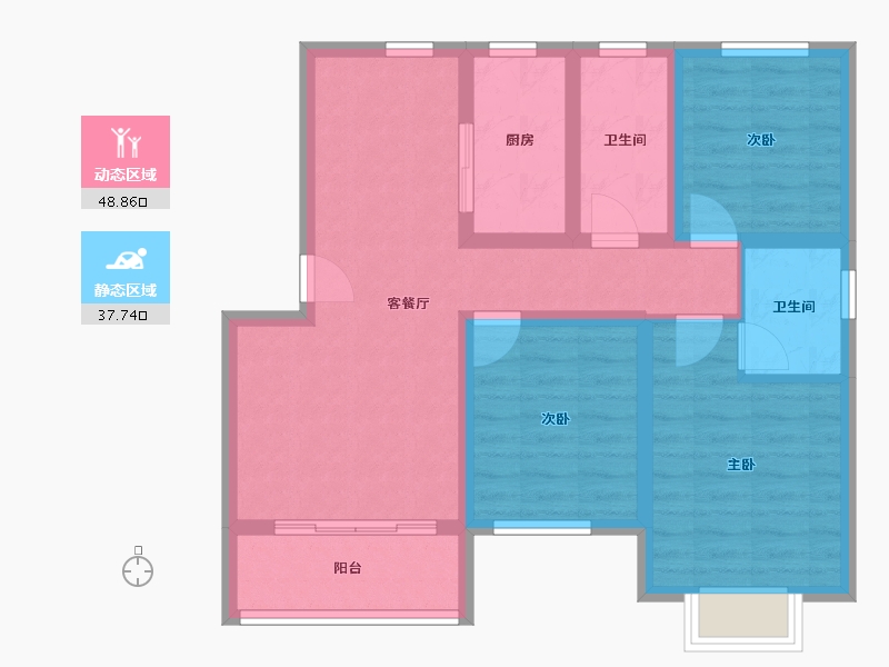 河北省-石家庄市-滨江荣盛华府-76.09-户型库-动静分区