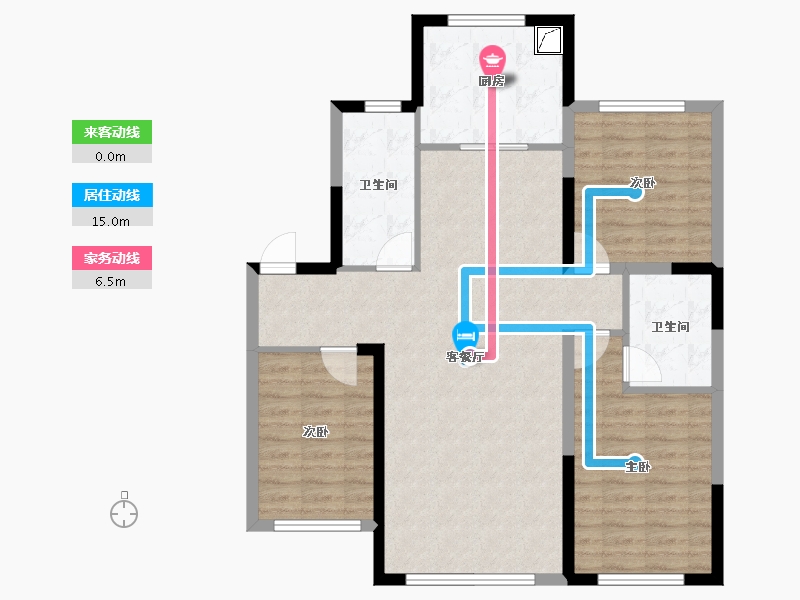 辽宁省-盘锦市-蓝色康桥M区·公园里-93.79-户型库-动静线