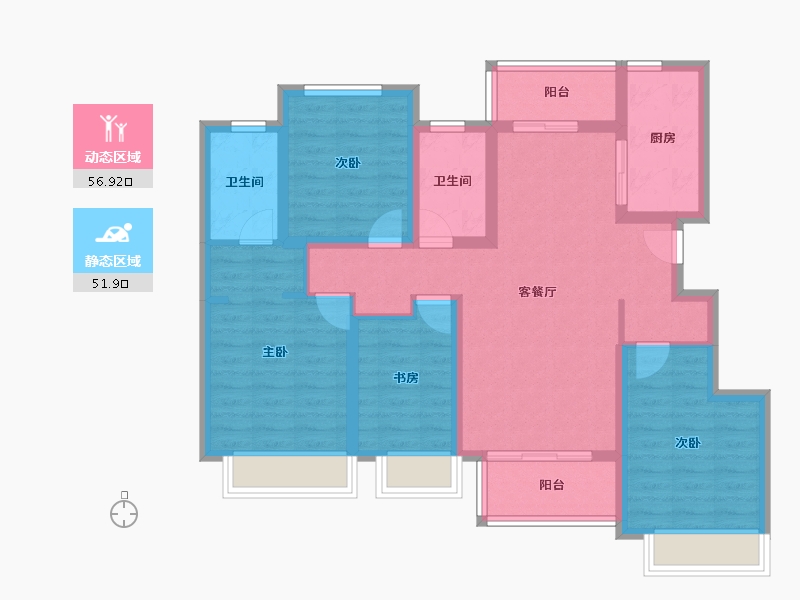 四川省-成都市-保利西汇智慧云城-95.85-户型库-动静分区