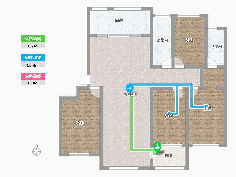 山东省-淄博市-盛康薔薇里-125.03-户型库-动静线