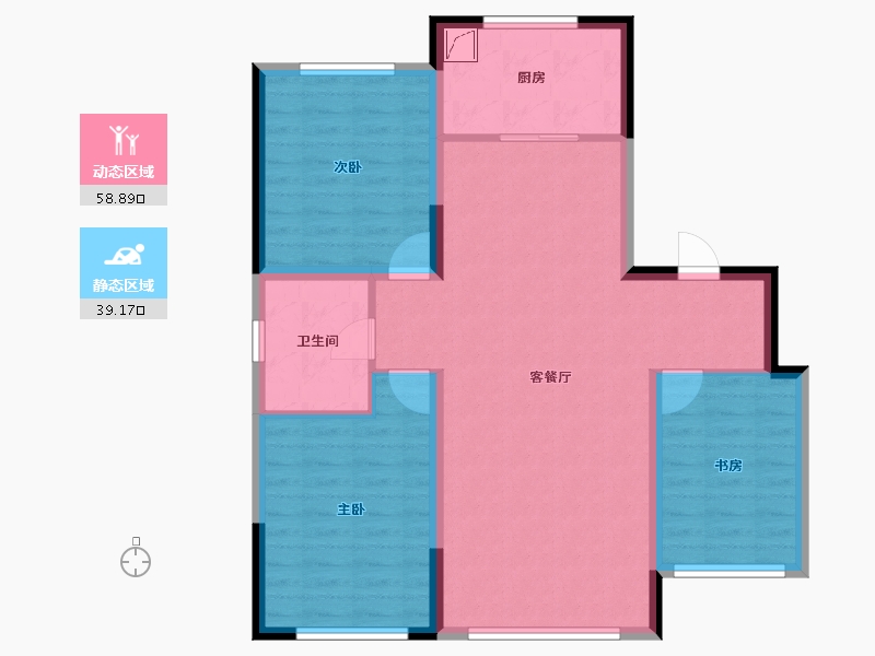 辽宁省-盘锦市-蓝色康桥M区·公园里-88.15-户型库-动静分区