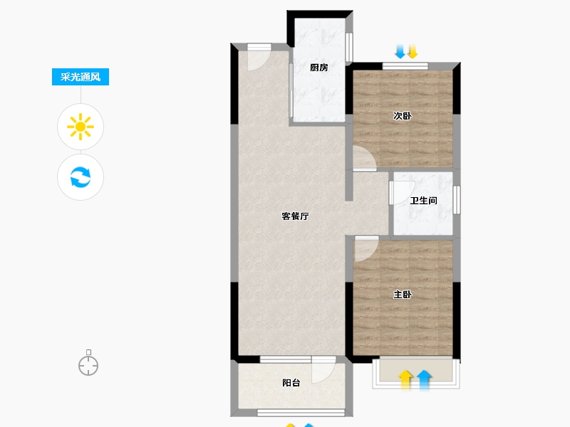 河北省-石家庄市-保利云上-72.68-户型库-采光通风