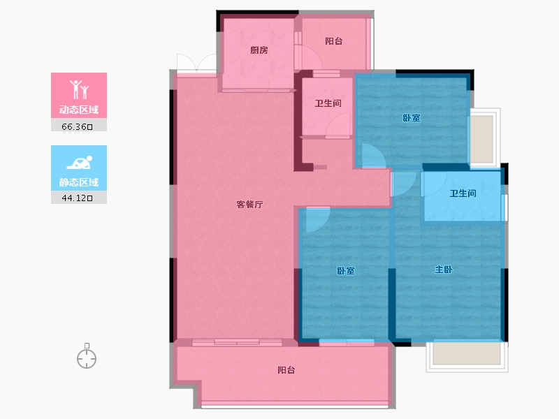 湖南省-郴州市-中港瓏熙府-99.66-户型库-动静分区