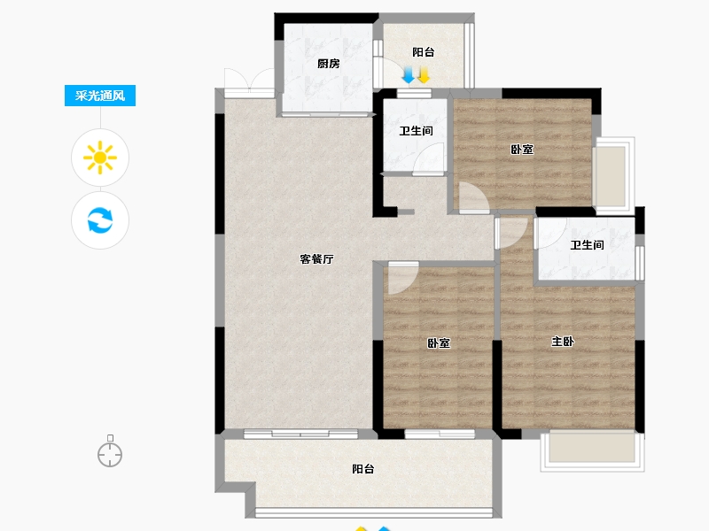 湖南省-郴州市-中港瓏熙府-99.66-户型库-采光通风