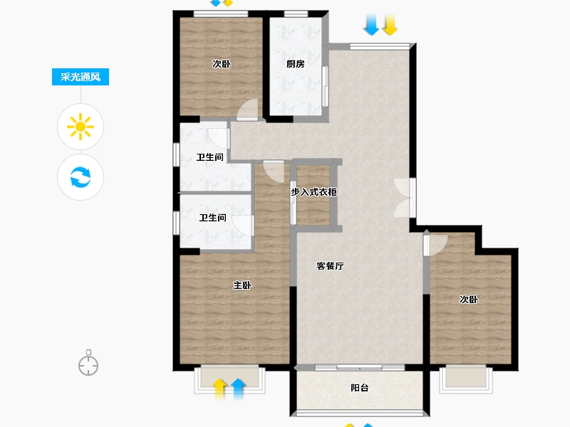 河北省-石家庄市-弘石湾尚府-125.30-户型库-采光通风