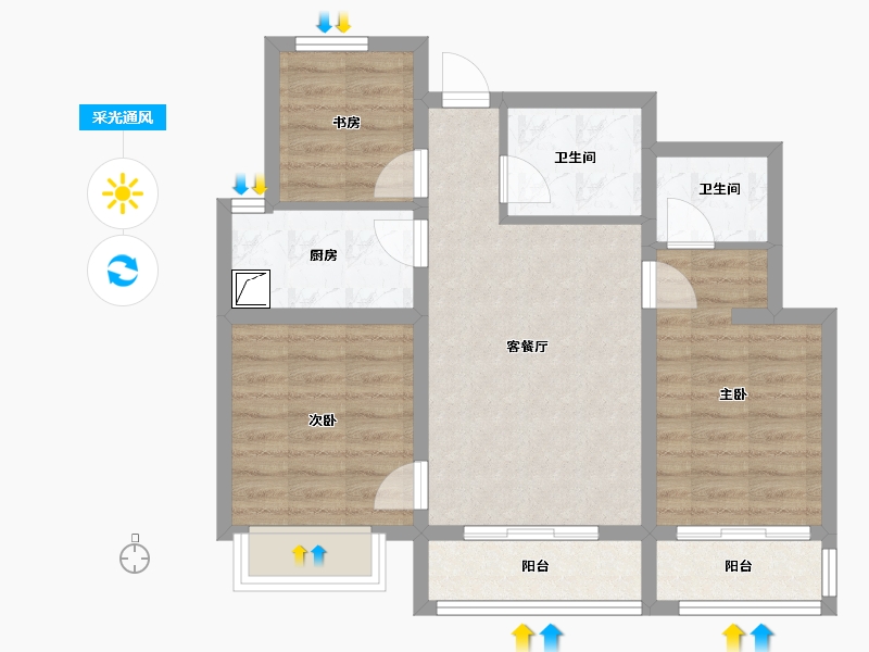 河北省-邯郸市-永丰嘉苑-77.00-户型库-采光通风