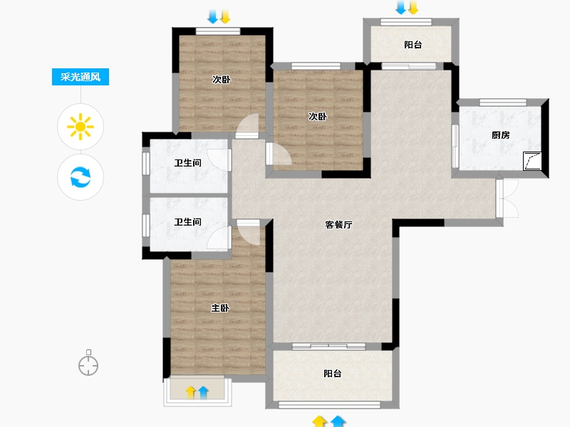 河南省-焦作市-东方今典境界-109.80-户型库-采光通风