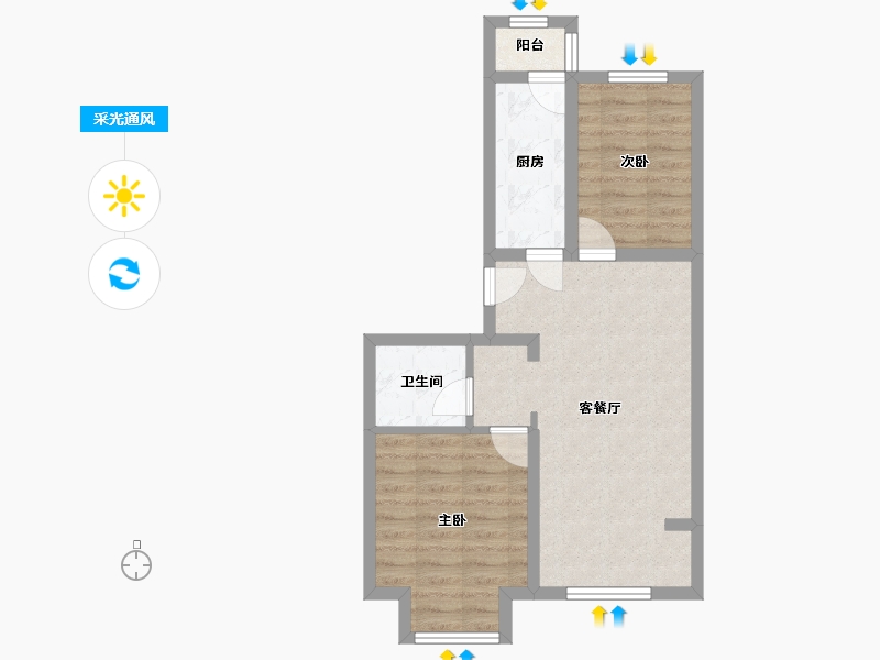 北京-北京市-京旺家园二区-80.87-户型库-采光通风