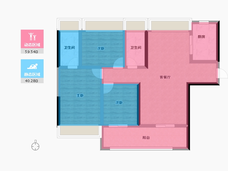 湖北省-孝感市-大悟碧桂园时代倾城-88.07-户型库-动静分区