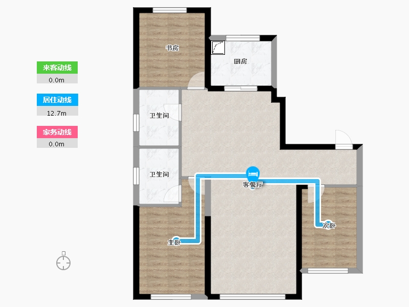 辽宁省-盘锦市-蓝色康桥M区·公园里-94.30-户型库-动静线