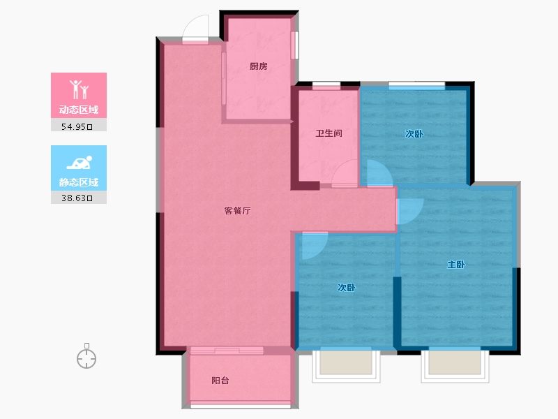 湖北省-武汉市-鹏湖湾-84.58-户型库-动静分区