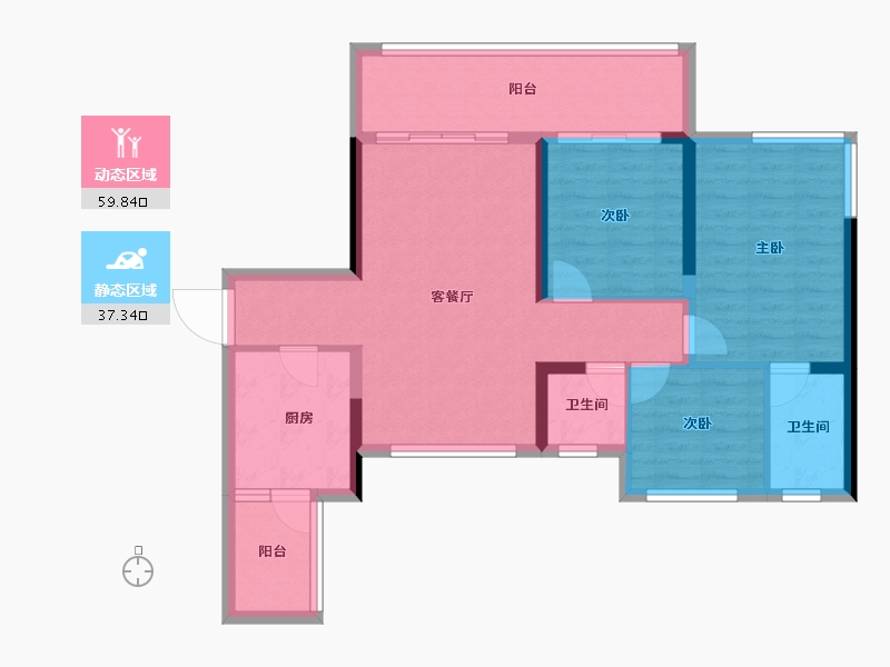 四川省-眉山市-高瑞熙悦府-86.81-户型库-动静分区