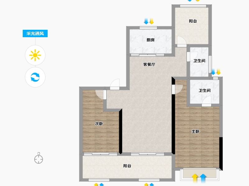 江苏省-常州市-常发珑玥-110.15-户型库-采光通风