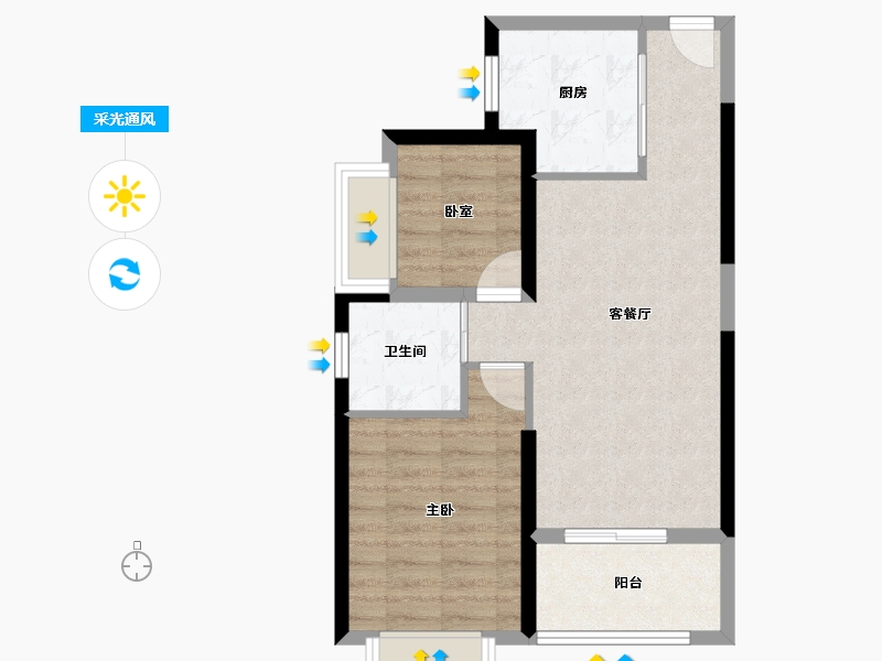 广西壮族自治区-防城港市-防城港恒大悦澜湾-58.40-户型库-采光通风