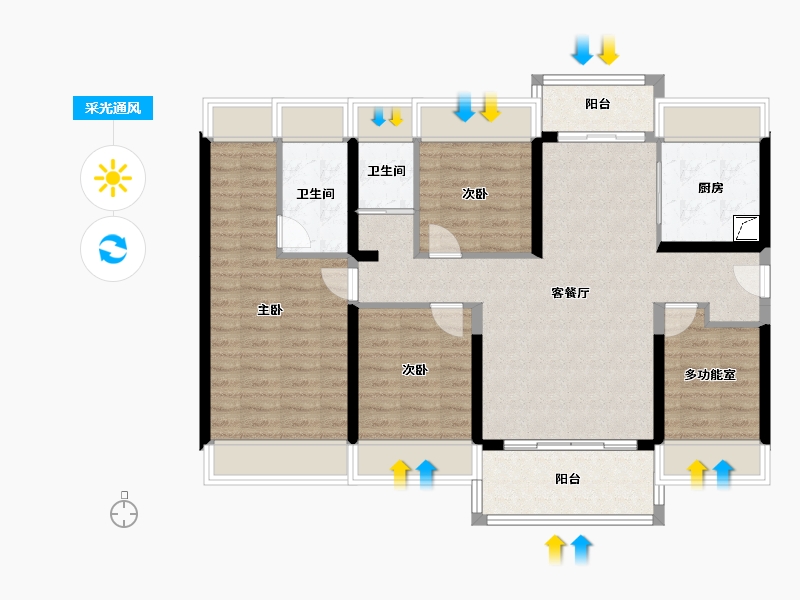 广东省-江门市-碧桂园世纪城-108.16-户型库-采光通风