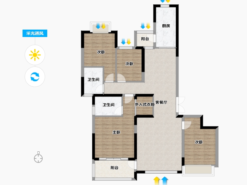 湖南省-株洲市-株洲恒大悦珑府-158.00-户型库-采光通风