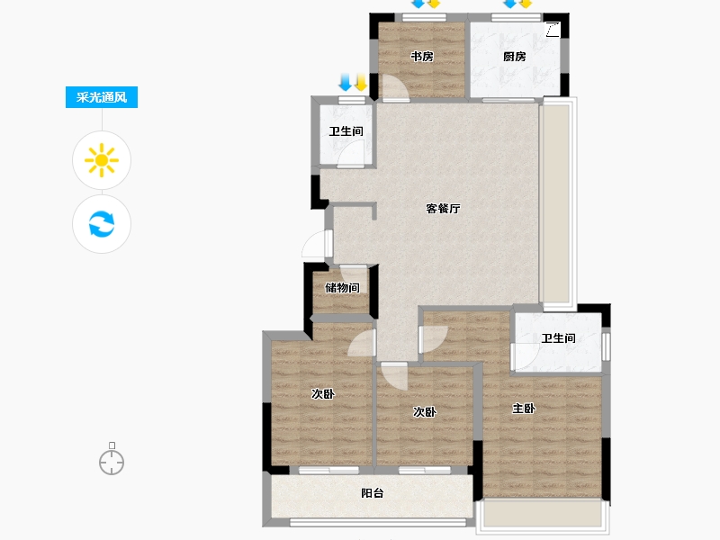 浙江省-杭州市-万科天空之城(西溪印象城)-115.00-户型库-采光通风