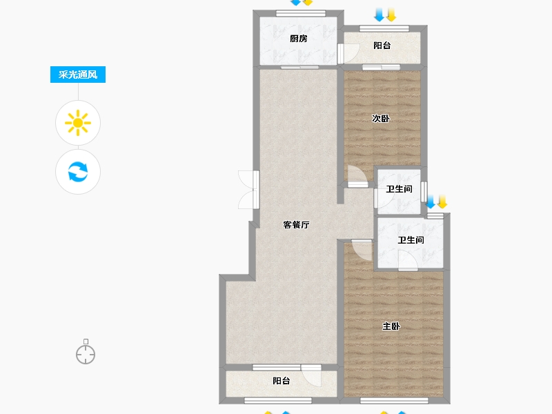 辽宁省-铁岭市-汇合・沣林居三期-99.07-户型库-采光通风