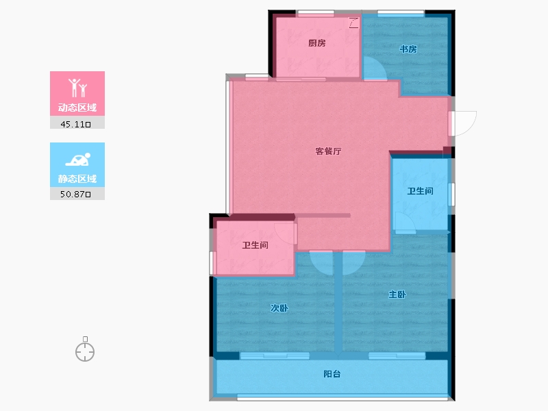 浙江省-杭州市-绿城桂语新月-86.38-户型库-动静分区