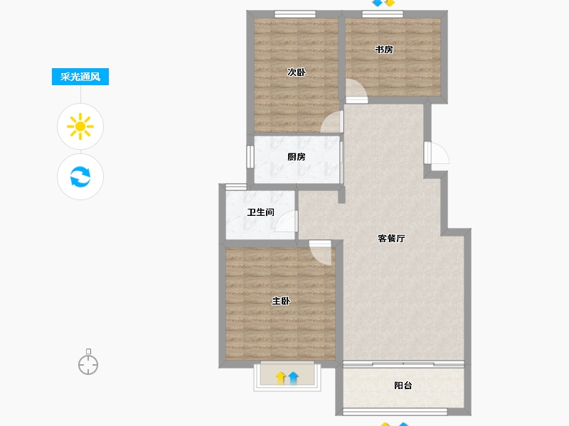 山东省-淄博市-美力理想城-91.02-户型库-采光通风