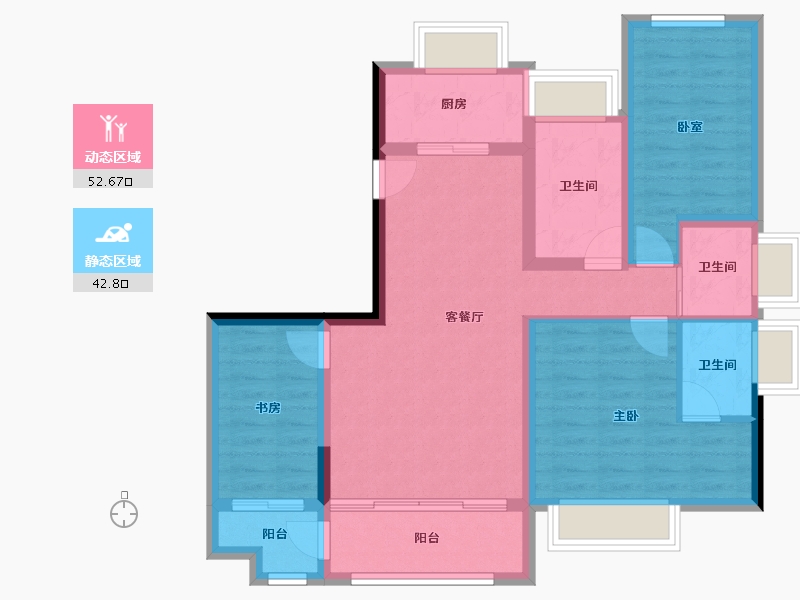 福建省-龙岩市-厦鑫·博览佰院-84.67-户型库-动静分区