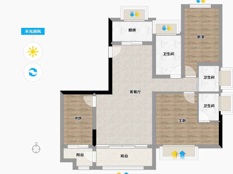 福建省-龙岩市-厦鑫·博览佰院-84.67-户型库-采光通风