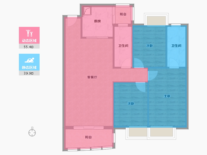 广东省-阳江市-平冈新城-86.42-户型库-动静分区