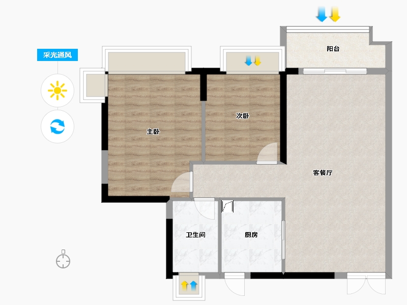 湖南省-郴州市-东田金湾-71.00-户型库-采光通风