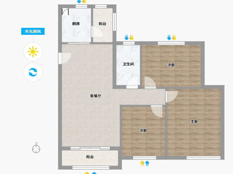 辽宁省-盘锦市-富盈·海滨新城-81.46-户型库-采光通风