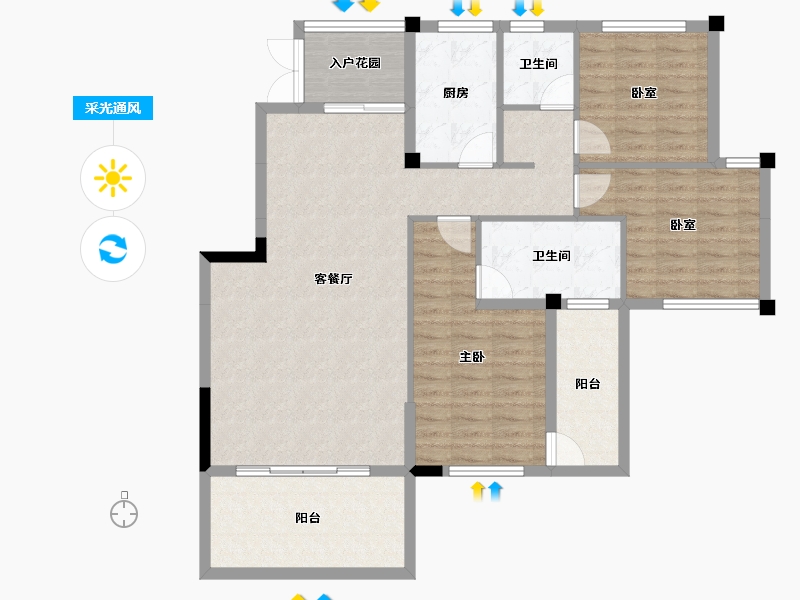 福建省-龙岩市-客都汇·金岸佳园-110.62-户型库-采光通风