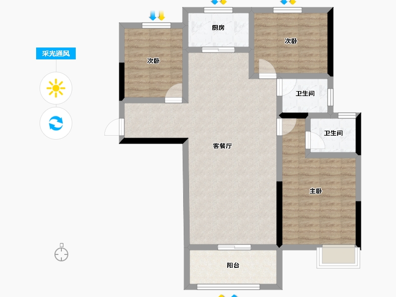 湖北省-孝感市-新天地-89.97-户型库-采光通风