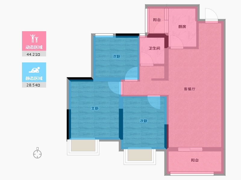 四川省-内江市-和喜紫宸大院-63.88-户型库-动静分区