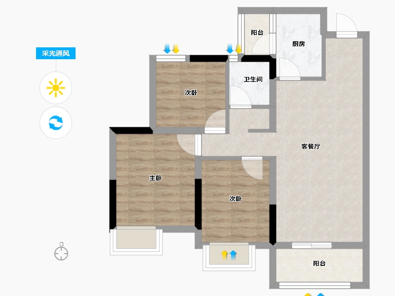 四川省-内江市-和喜紫宸大院-63.88-户型库-采光通风