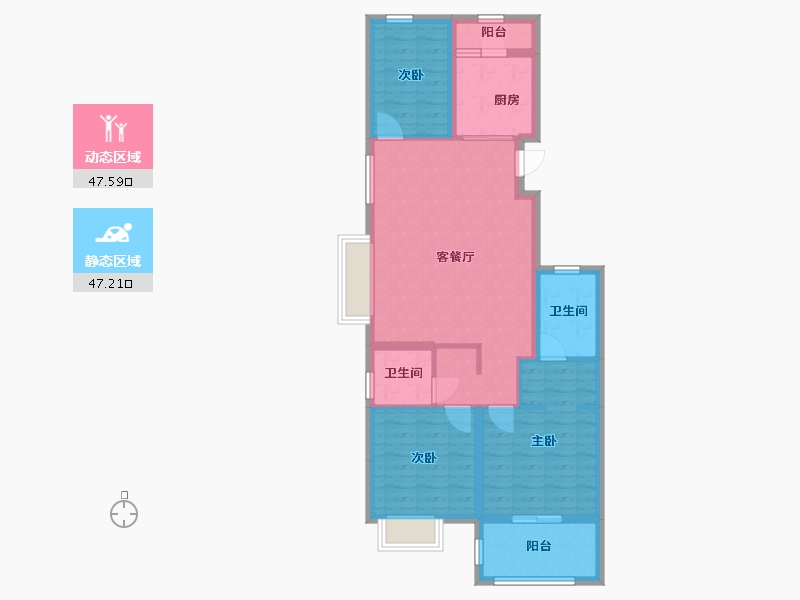 江苏省-苏州市-东原千浔-84.40-户型库-动静分区