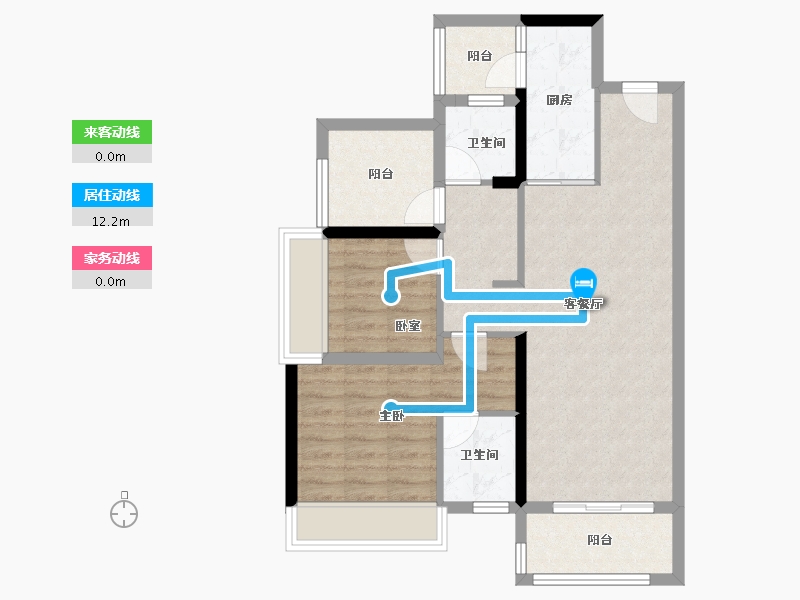 广东省-佛山市-保利中央公园-74.70-户型库-动静线