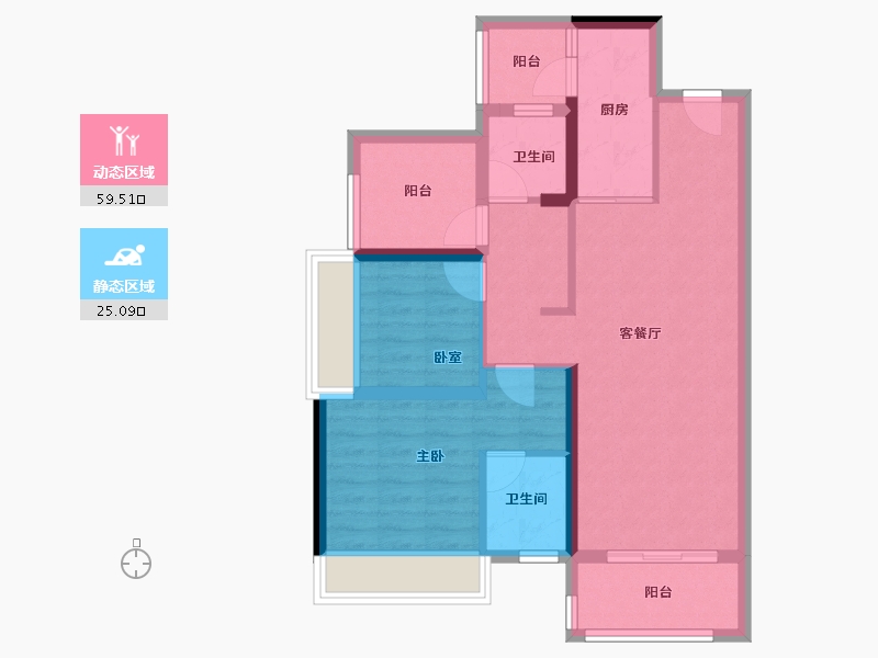 广东省-佛山市-保利中央公园-74.70-户型库-动静分区