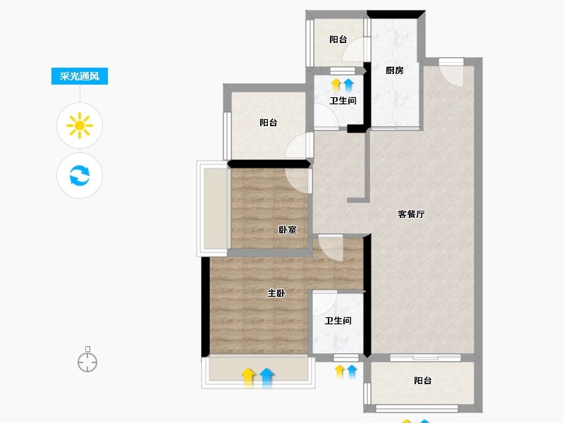 广东省-佛山市-保利中央公园-74.70-户型库-采光通风