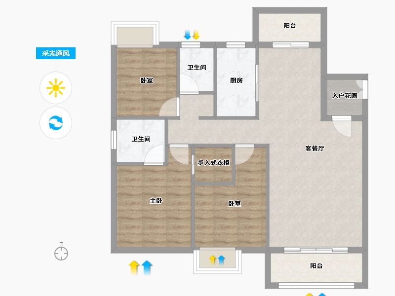 福建省-龙岩市-客都汇·金岸佳园-84.75-户型库-采光通风