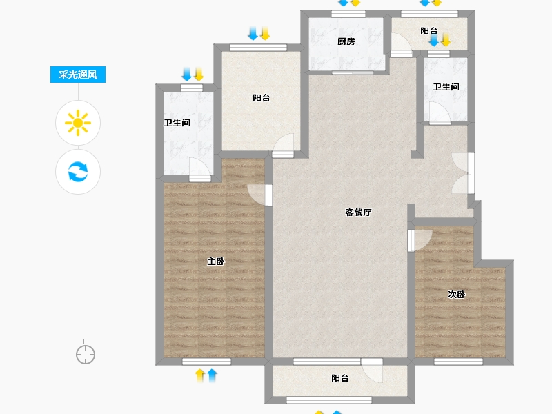 辽宁省-铁岭市-汇合・沣林居三期-112.00-户型库-采光通风