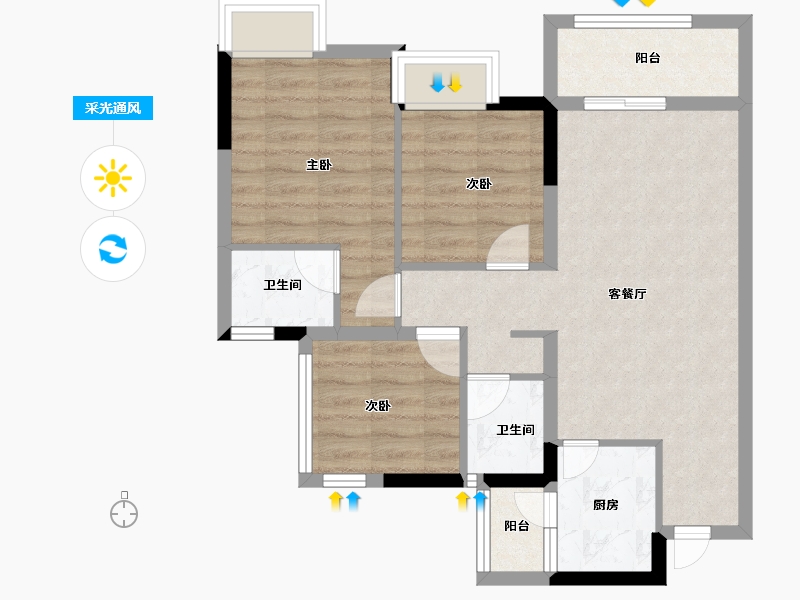 四川省-内江市-和喜紫宸大院-69.18-户型库-采光通风