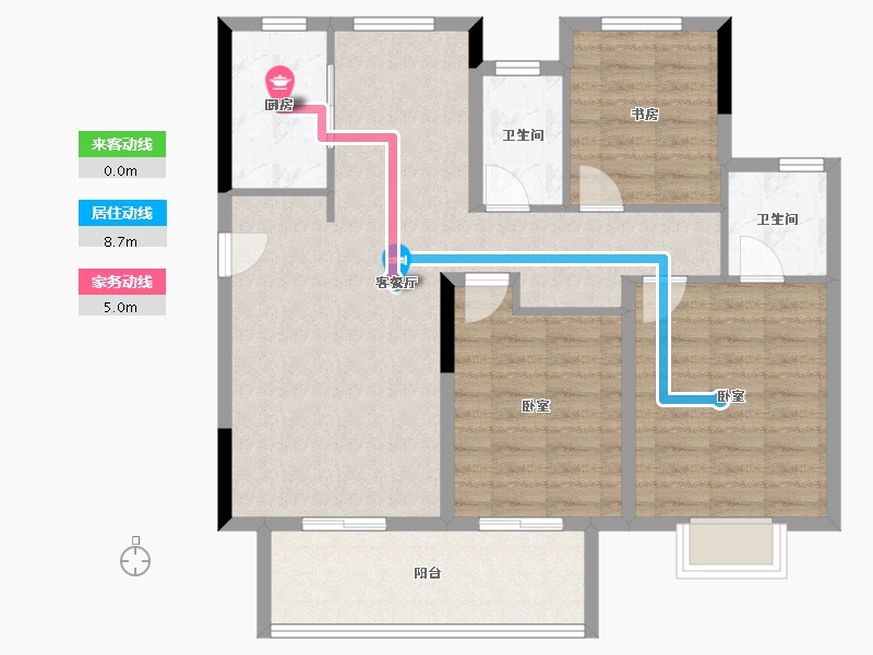 江苏省-泰州市-泰州中骏世界城-90.40-户型库-动静线