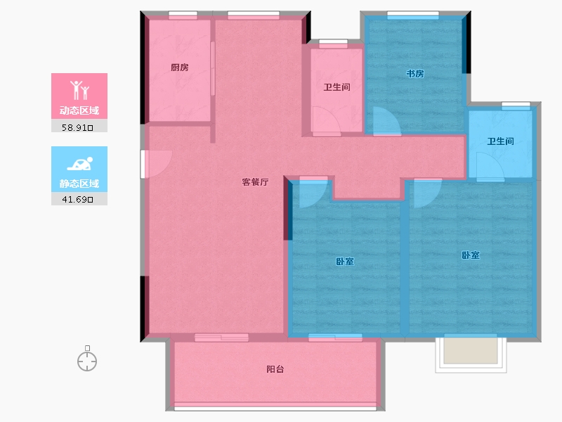 江苏省-泰州市-泰州中骏世界城-90.40-户型库-动静分区