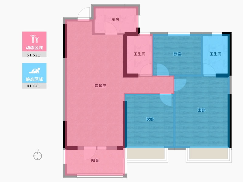 湖北省-孝感市-天丽园二期-83.69-户型库-动静分区