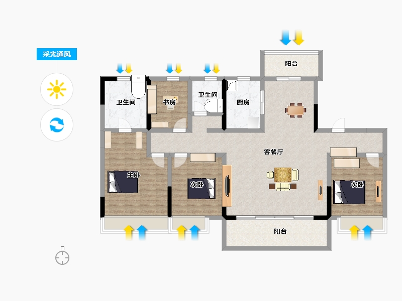 四川省-成都市-观澜东著-136.48-户型库-采光通风