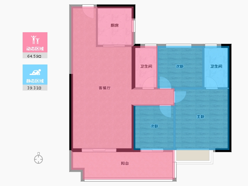 江西省-九江市-碧桂园联发·浔阳府-94.39-户型库-动静分区