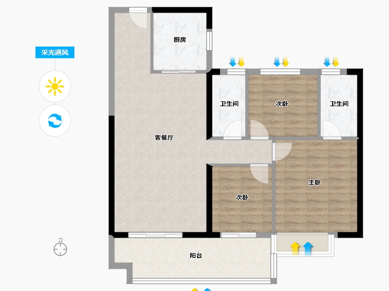 江西省-九江市-碧桂园联发·浔阳府-94.39-户型库-采光通风